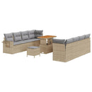 Havesofa Sæt med pude 11 pcs Beige og lys grå polyrattan