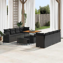 Havesofa Sæt med pude 11 pcs Sort polyrattan