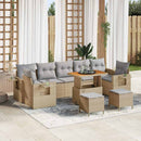 Havesofa Sæt med pude 10 pcs Beige og lys grå polyrattan
