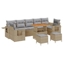 Havesofa Sæt med pude 10 pcs Beige og lys grå polyrattan