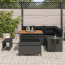 Havesofa Sæt med pude 9 pcs Sort polyrattan