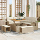 Havesofa Sæt med pude 9 pcs Beige og creme polyrattan