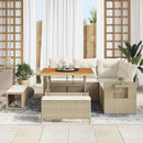 Havesofa Sæt med pude 9 pcs Beige og creme polyrattan