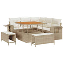 Havesofa Sæt med pude 9 pcs Beige og creme polyrattan