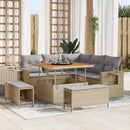 Havesofa Sæt med pude 9 pcs Beige og lys grå polyrattan