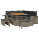 Havesofa Sæt med pude 9 pcs Grå polyrattan
