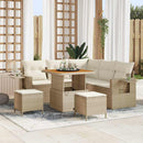 Havesofa Sæt med pude 9 pcs Beige og creme polyrattan