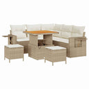 Havesofa Sæt med pude 9 pcs Beige og creme polyrattan