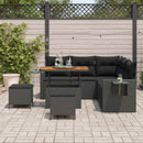 Havesofa Sæt med pude 9 pcs Sort polyrattan
