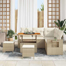 Havesofa Sæt med pude 9 pcs Beige og creme polyrattan