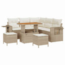Havesofa Sæt med pude 9 pcs Beige og creme polyrattan