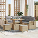 Havesofa Sæt med pude 9 pcs Beige og lys grå polyrattan