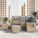 Havesofa Sæt med pude 9 pcs Beige og lys grå polyrattan