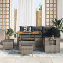 Havesofa Sæt med pude 9 pcs Grå polyrattan