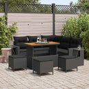 Havesofa Sæt med pude 10 pcs Sort polyrattan