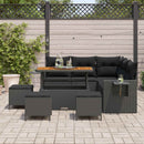 Havesofa Sæt med pude 10 pcs Sort polyrattan