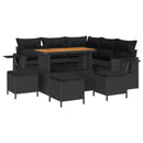 Havesofa Sæt med pude 10 pcs Sort polyrattan
