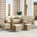 Havesofa Sæt med pude 10 pcs Beige og creme polyrattan
