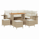 Havesofa Sæt med pude 10 pcs Beige og creme polyrattan