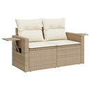 Havesofa Sæt med pude 10 pcs Beige og creme polyrattan