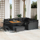 Havesofa Sæt med pude 13 pcs Sort polyrattan