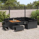 Havesofa Sæt med pude 13 pcs Sort polyrattan