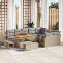 Havesofa Sæt med pude 12 pcs Beige og lys grå polyrattan