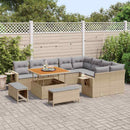 Havesofa Sæt med pude 12 pcs Beige og lys grå polyrattan