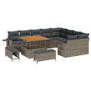 Havesofa Sæt med pude 12 pcs Grå polyrattan