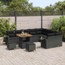Havesofa Sæt med pude 12 pcs Sort polyrattan