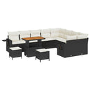 Havesofa Sæt med pude 12 pcs Sort og Cream polyrattan