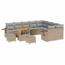 Havesofa Sæt med pude 12 pcs Beige og lys grå polyrattan