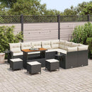 Havesofa Sæt med pude 13 pcs Sort og Cream polyrattan