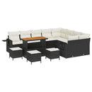 Havesofa Sæt med pude 13 pcs Sort og Cream polyrattan
