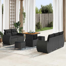 Havesofa Sæt med pude med opbevaring 8 pcs Sort polyrattan