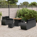 Havesofa Sæt med pude med opbevaring 8 pcs Sort polyrattan