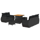 Havesofa Sæt med pude med opbevaring 8 pcs Sort polyrattan