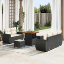 Havesofa Sæt med pude med pude 8 pcs Sort og Cream polyrattan
