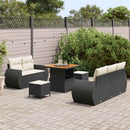 Havesofa Sæt med pude med pude 8 pcs Sort og Cream polyrattan
