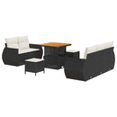 Havesofa Sæt med pude med pude 8 pcs Sort og Cream polyrattan