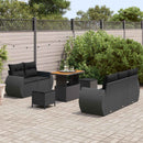 Havesofa Sæt med pude med opbevaring 8 pcs Sort polyrattan