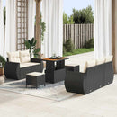 Havesofa Sæt med pude med pude 8 pcs Sort og Cream polyrattan