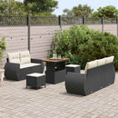 Havesofa Sæt med pude med pude 8 pcs Sort og Cream polyrattan