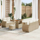 Havesofa Sæt med pude med pude 8 pcs Beige og creme polyrattan