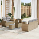 Havesofa Sæt med pude 8 pcs Beige og lys grå polyrattan