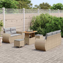 Havesofa Sæt med pude 8 pcs Beige og lys grå polyrattan