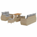 Havesofa Sæt med pude 8 pcs Beige og lys grå polyrattan