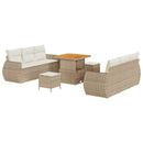 Havesofa Sæt med pude med pude 9 pcs Beige og creme polyrattan