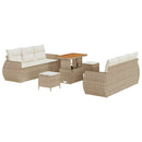 Havesofa Sæt med pude med pude 9 pcs Beige og creme polyrattan
