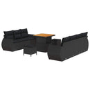 Havesofa Sæt med pude med opbevaring 10 pcs Sort polyrattan